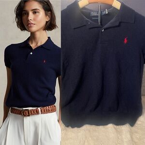 Polo Ralph Lauren Navy Blue short sleeve Cashmere ‎ polo